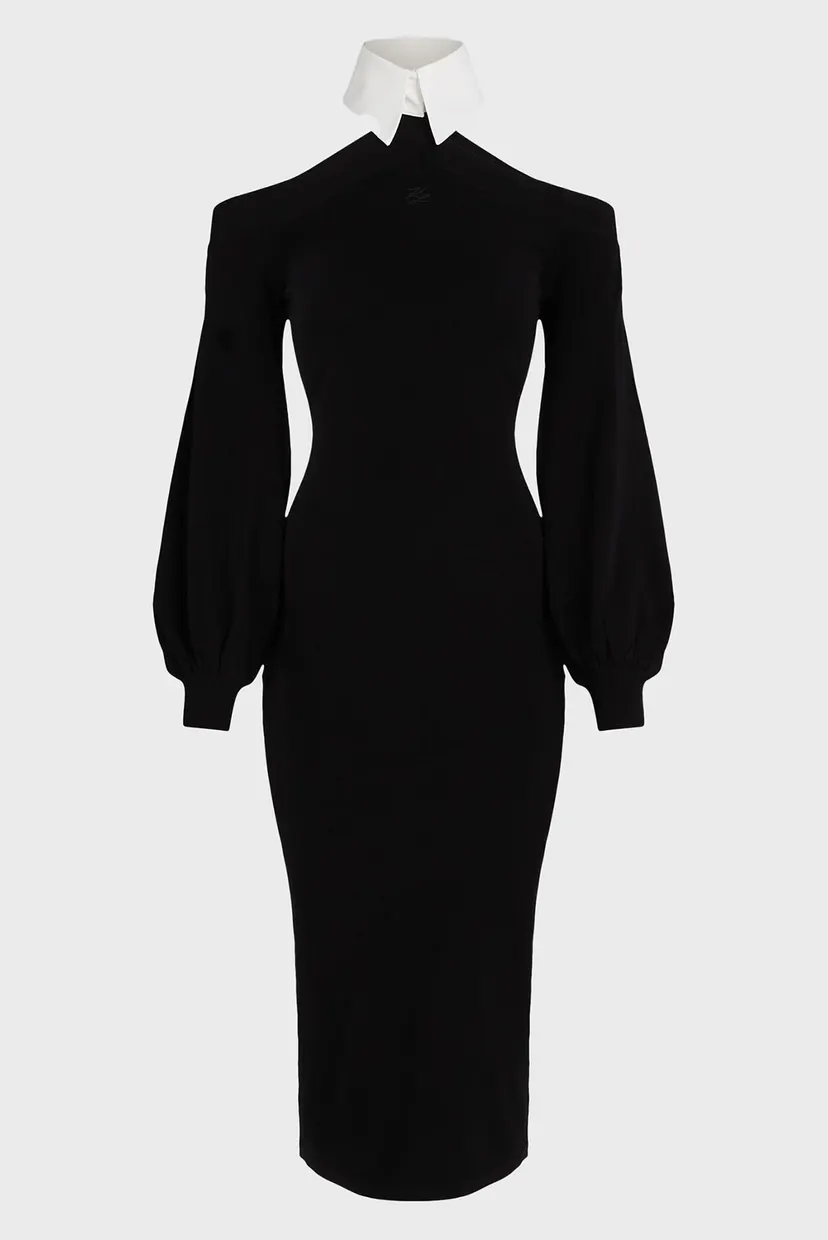 Женское черное платье COLD SHOULDER KNIT DRESS 5