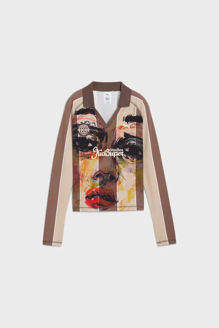 Женский коричневый лонгслив в полоску PUMA x KIDSUPER Long Sleeve Jersey Women 6