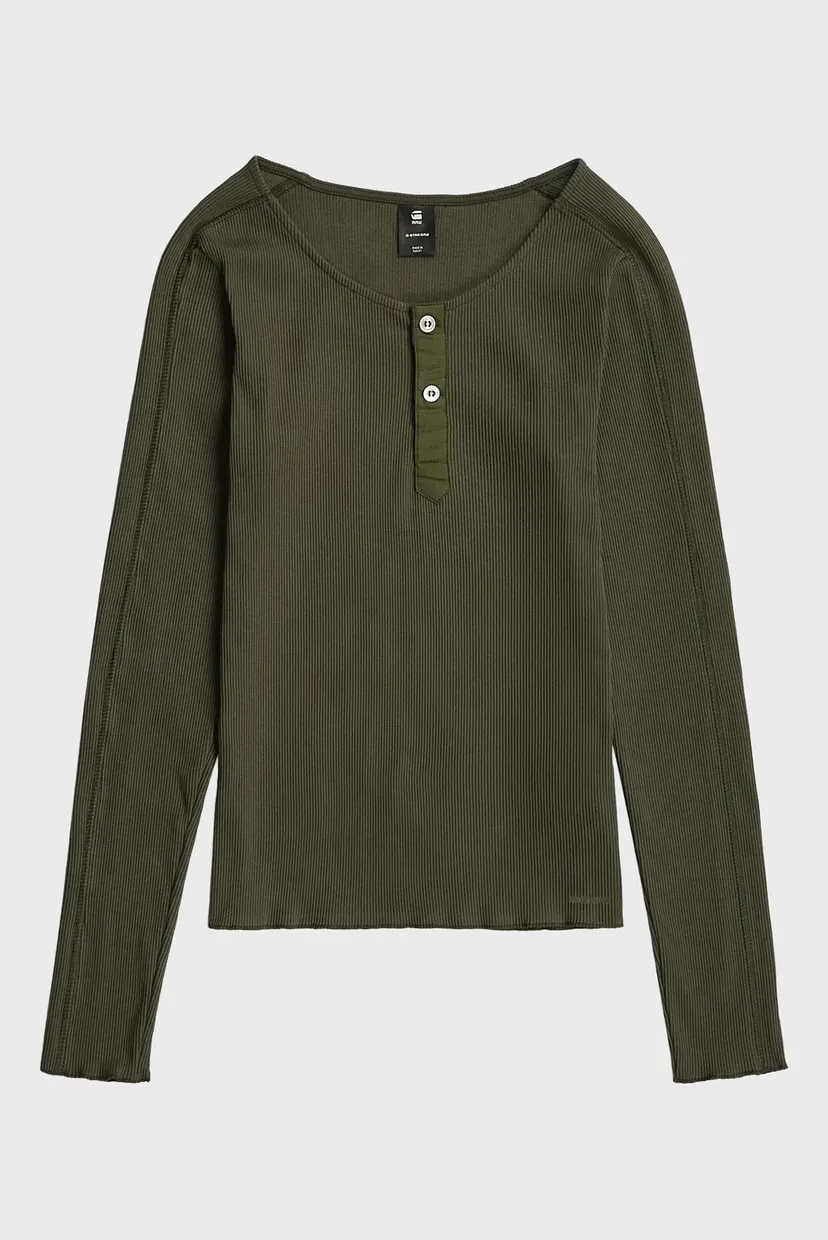 Жіночий темно-зелений лонгслів henley 6