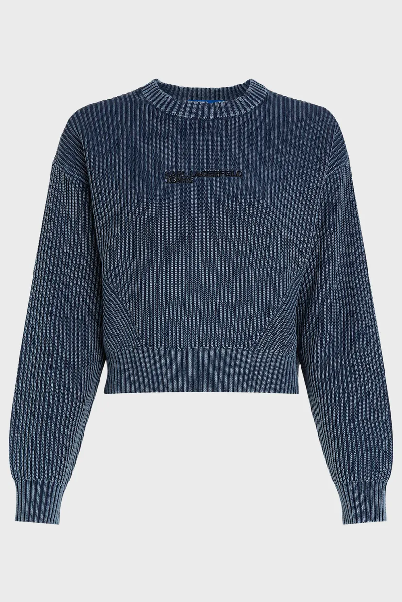 Женский темно-синий джемпер klj regular acidwash knit 5