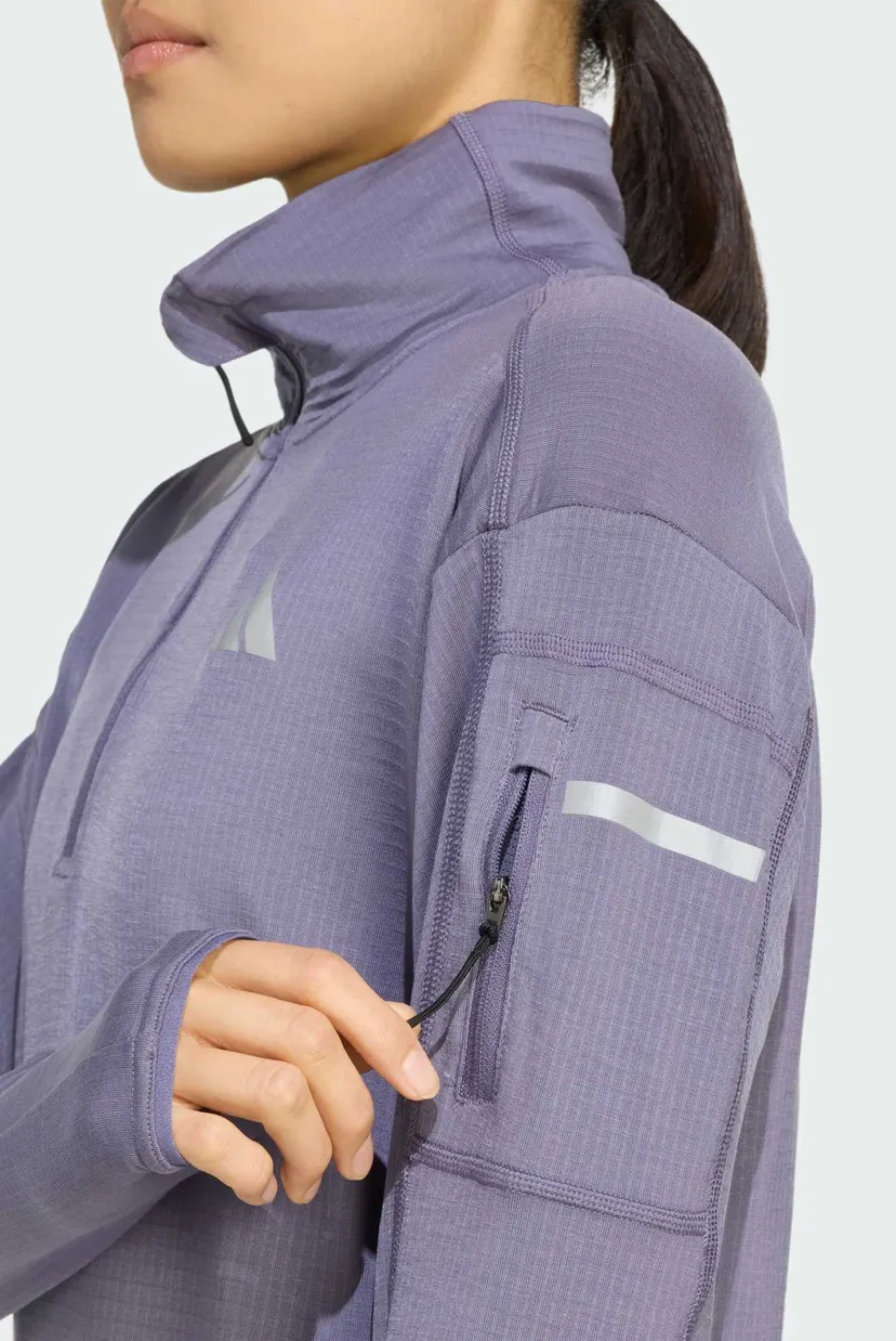 Женская сиреневая спортивная кофта Adi365 Running CLIMAWARM+ Half-Zip 4