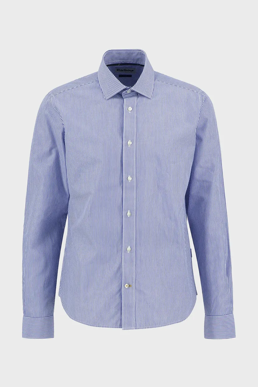 Мужская голубая рубашка в полоску 6