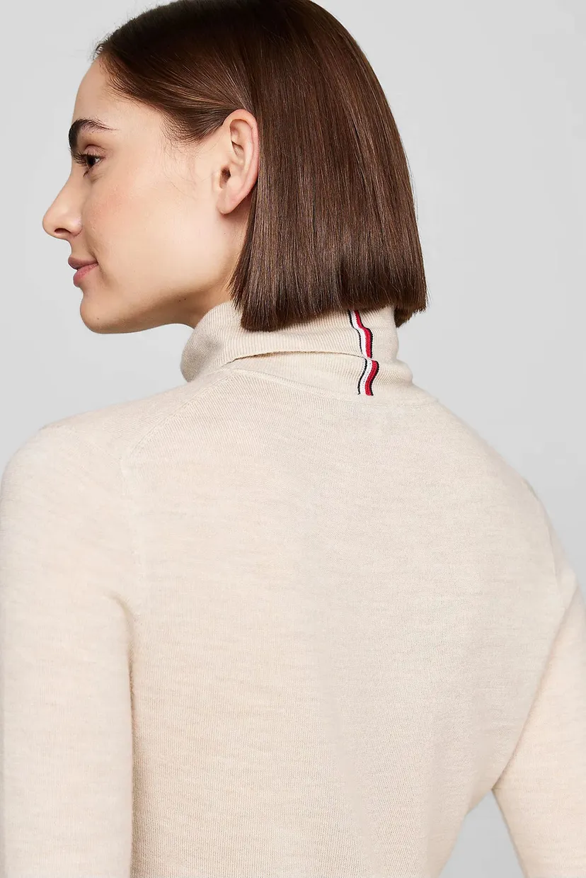 Женский бежевый шерстяной гольф MERINO ROLL-NK LS 4