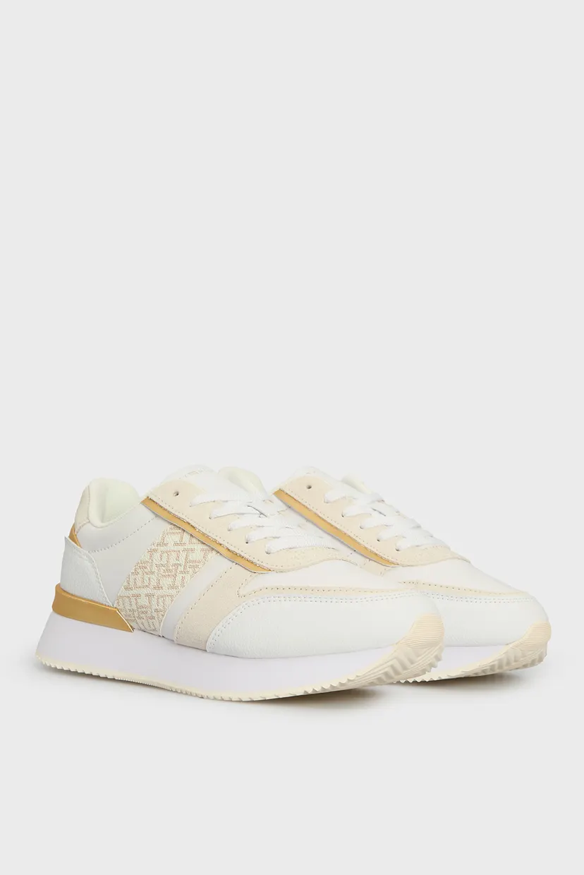 Жіночі білі шкіряні кросівки LUX MONOGRAM RUNNER 3