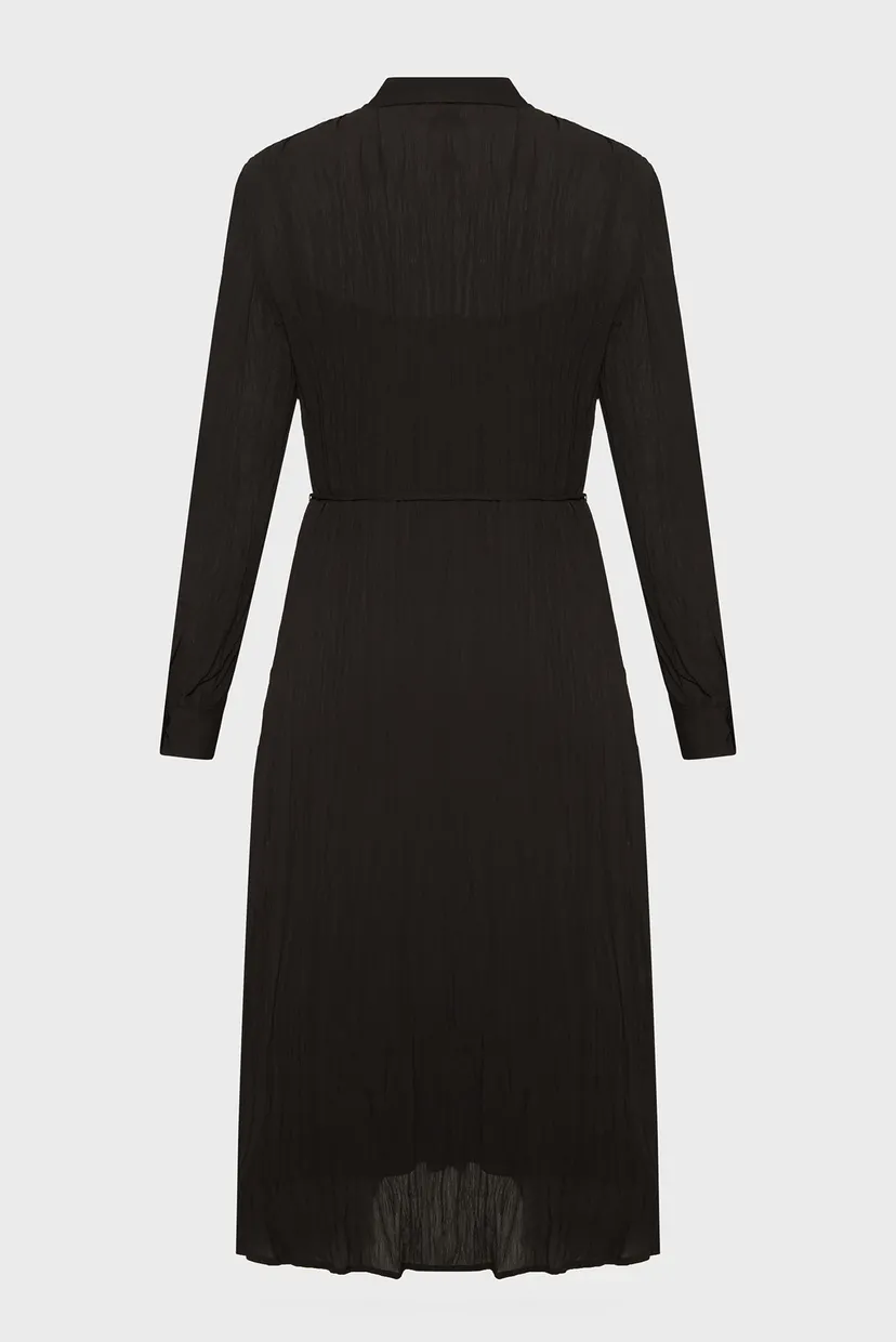 Женское черное платье PLEATED LS MIDI SHIRT DRESS 6