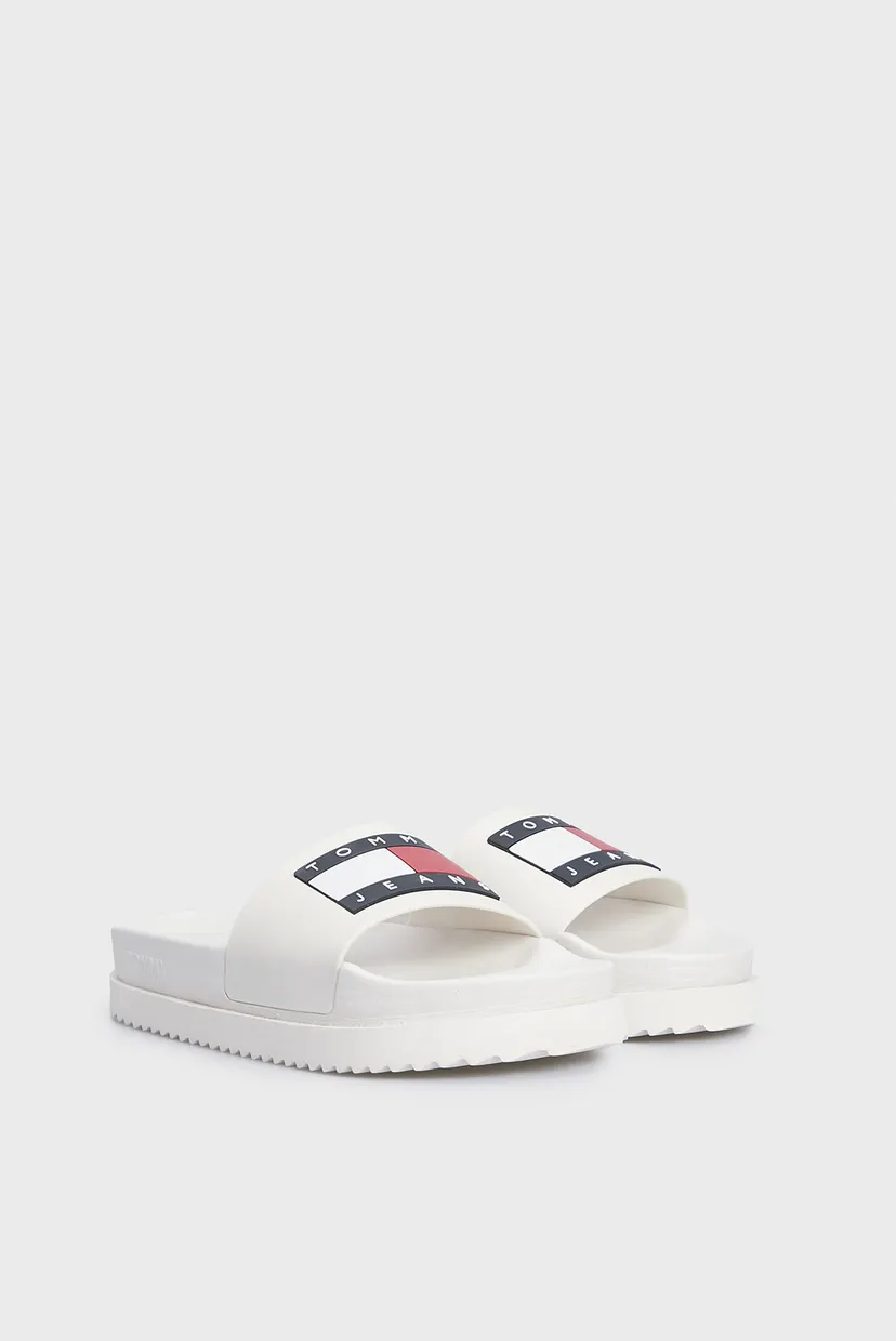 Женские белые слайдеры TJW ELEVATED FLATFORM SLIDE 3
