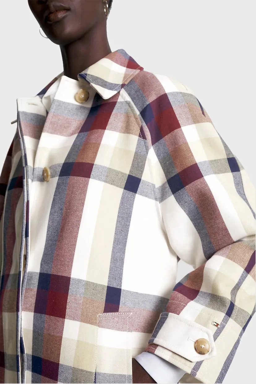 Женское пальто в клетку COTTON BLEND CHECK MAC 3