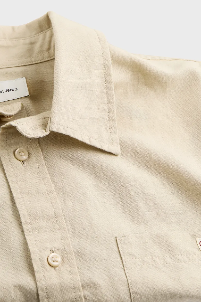 Мужская бежевая льняная рубашка LINEN COTTON S/S SHIRT 3