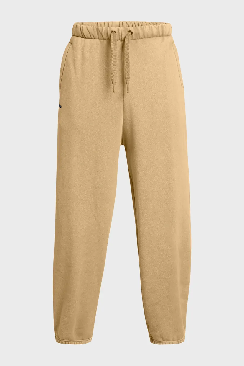 Чоловічі бежеві спортивні штани UA Icon HWT Flc Wash OS Pant 5
