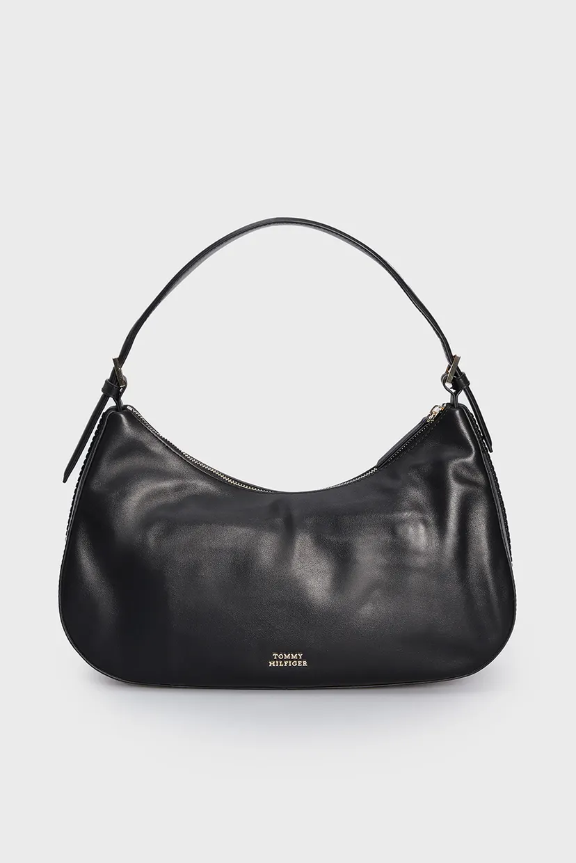 Женская черная кожаная сумка CREST LEATHER HOBO 4
