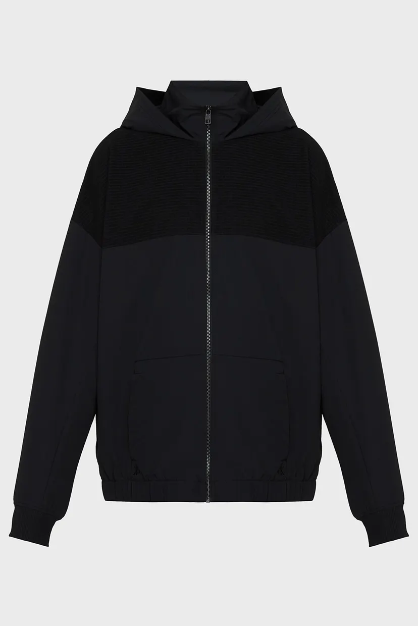 Чоловіча чорна вітровка TECH. GRID ZIP THROUGH HOODIE 8