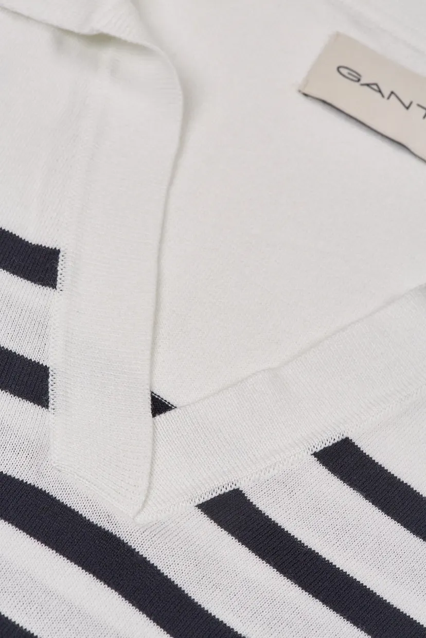 Жіноче біле поло у смужку FINE KNIT STRIPED 4