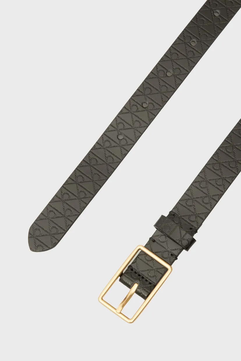 Женский черный кожаный ремень SQUARE BUCKLE 3