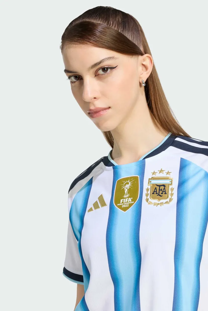 Женская белая футболка в полоску Argentina 26 Home Replica 4