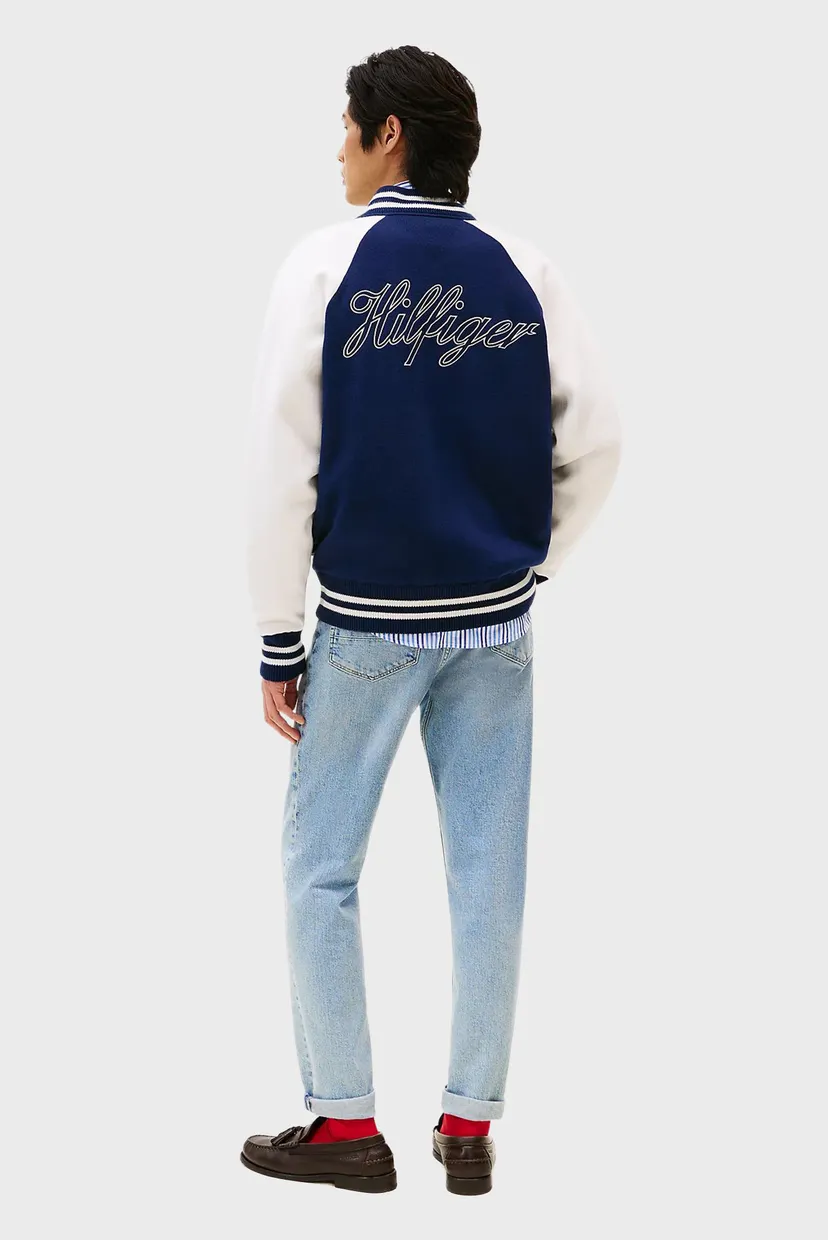 Чоловічий синій бомбер T1 KNITTED VARSITY 3