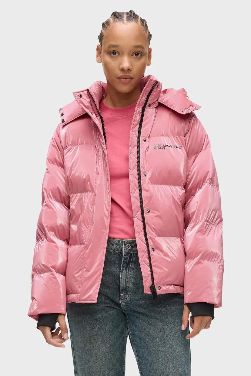 Женская розовая куртка pearlized puffer Karl Lagerfeld Jeans