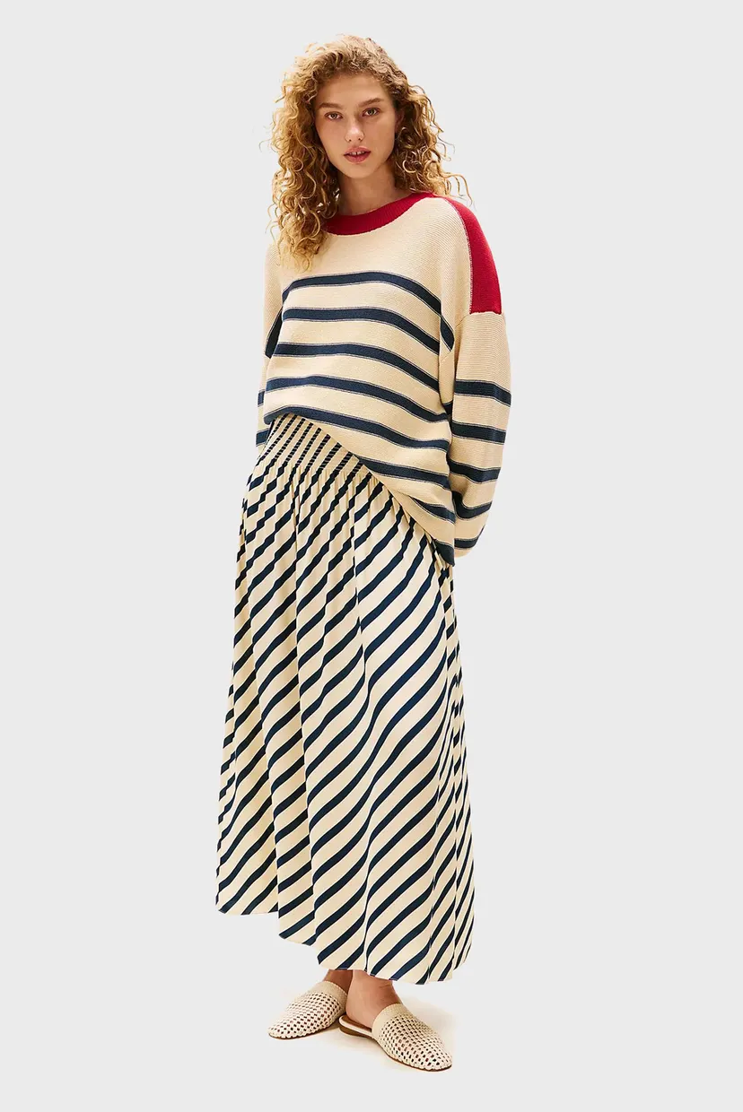 Жіноча бежева спідниця у смужку TH X SRG LONG FLUID BRETON SKIRT 5