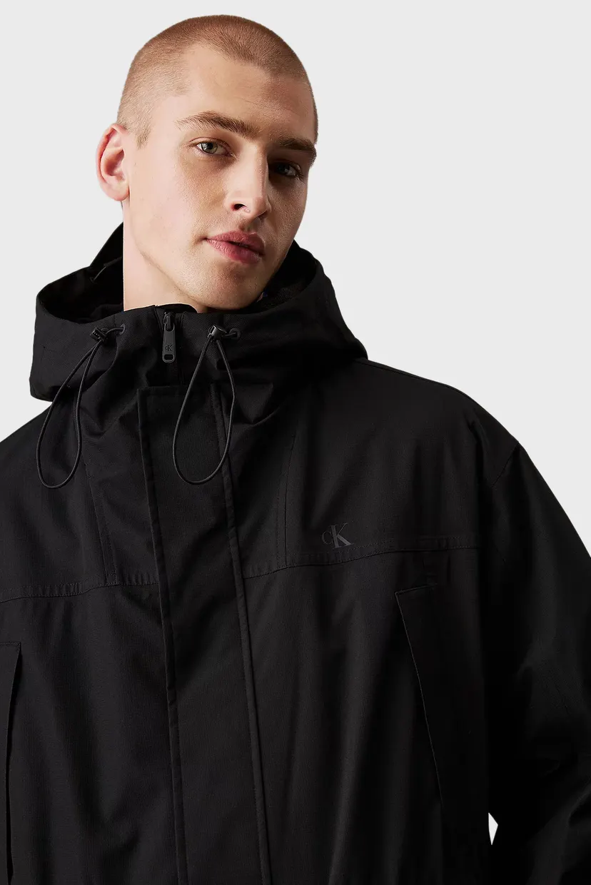 Мужской черный плащ TECHNICAL LONG JACKET 4