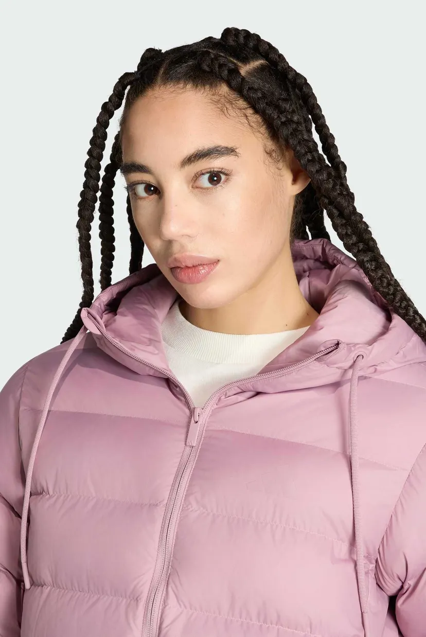 Женская розовая куртка Essentials CLIMAWARM 3-Stripes Synthetic Down Hooded 4