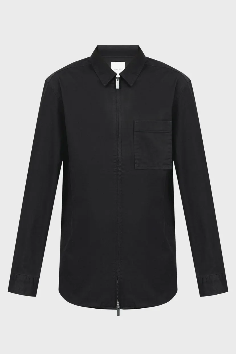 Чоловіча чорна сорочка STRETCH SATEEN ZIP 7