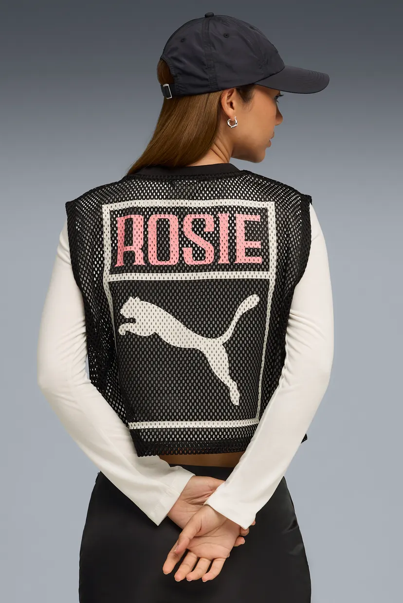 Женская черная майка PUMA x ROSÉ Relaxed Mesh Top Women 3