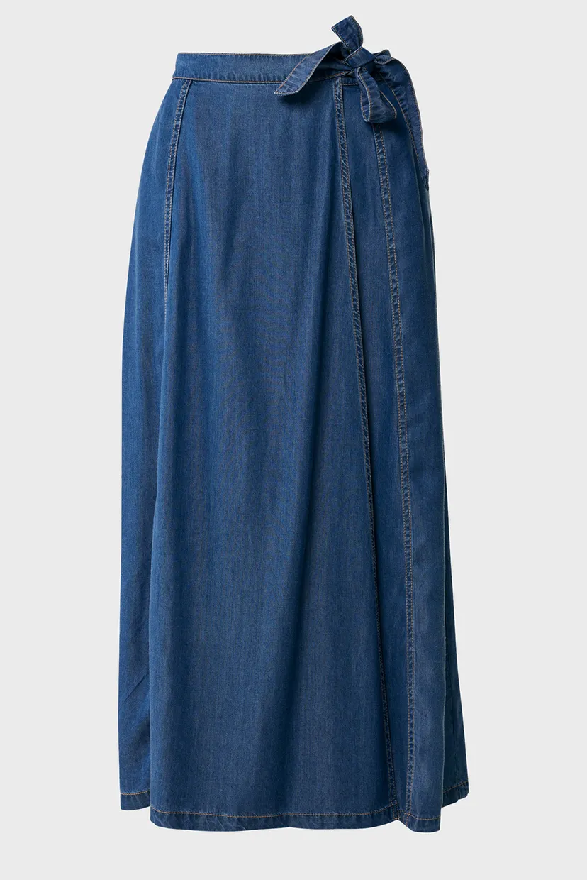 Жіноча темно-синя джинсова спідниця Denim wrap skirt 5