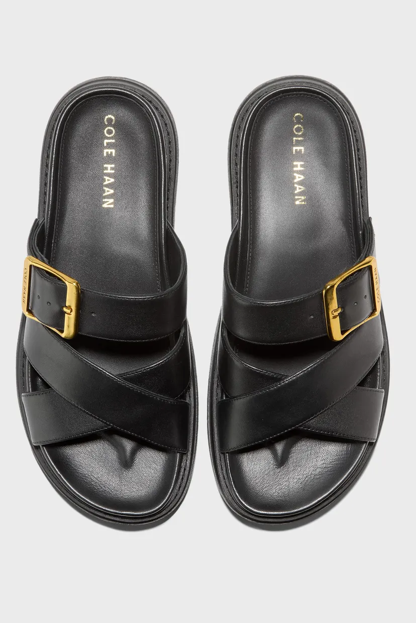 Женские черные кожаные слайдеры Fraya Slide Sandals 4