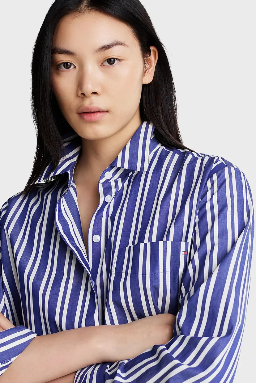 Женская синяя рубашка в полоску ESS POPLIN EASY FIT 4