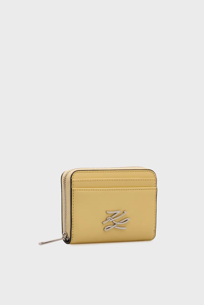 Женский желтый кожаный кошелек AUTOGRAPH SM ZIP 3