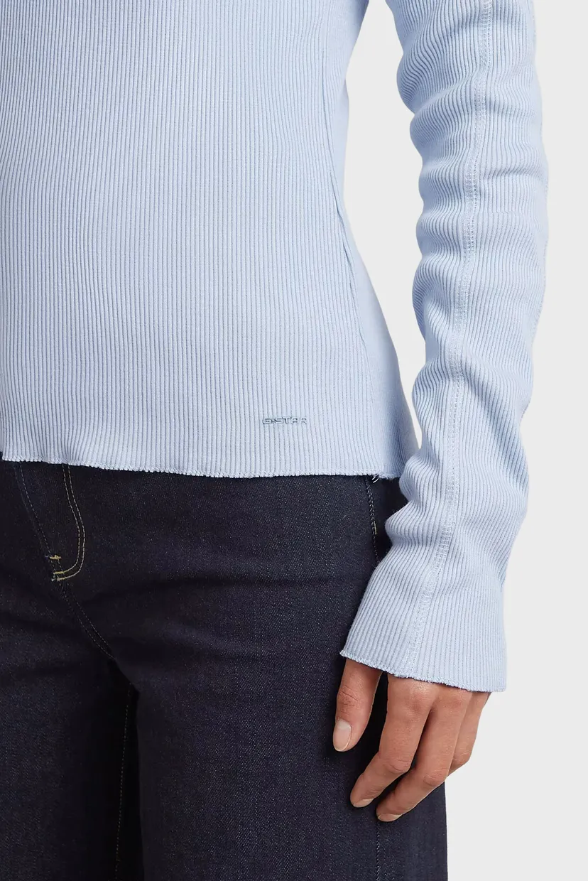 Женский голубой лонгслив henley 4