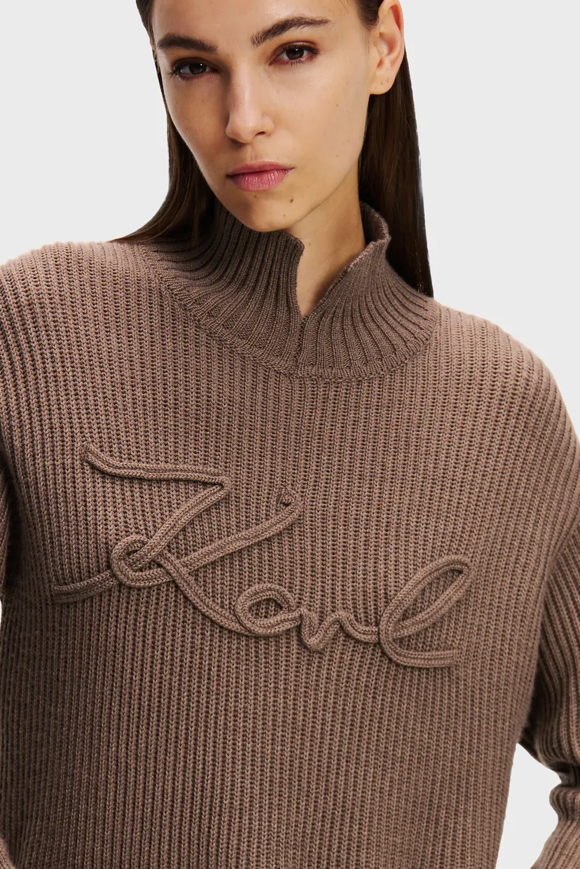 Женский коричневый шерстяной свитер SOUTACHE SIGNATURE 4