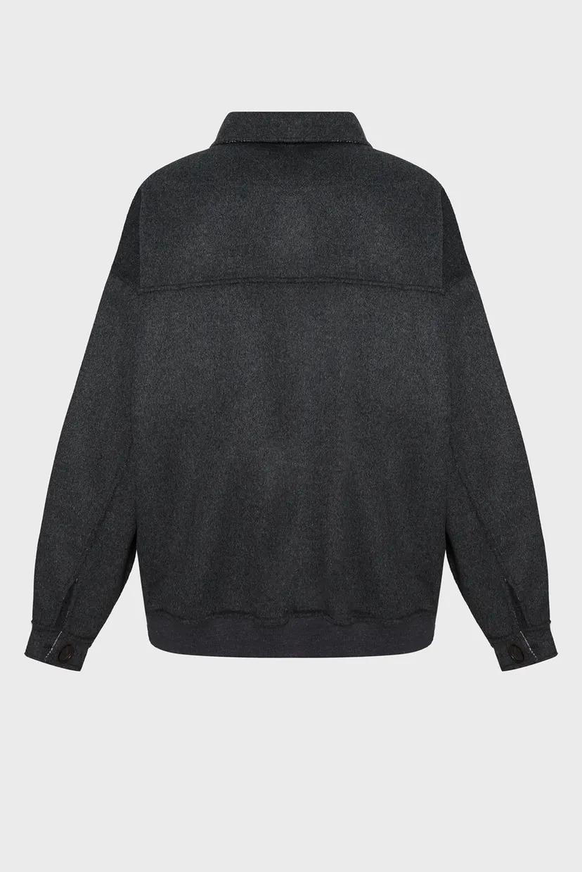 Женское серое шерстяное двустороннее пальто MD DF WOOL REVERSIBLE CHECK JKT 8