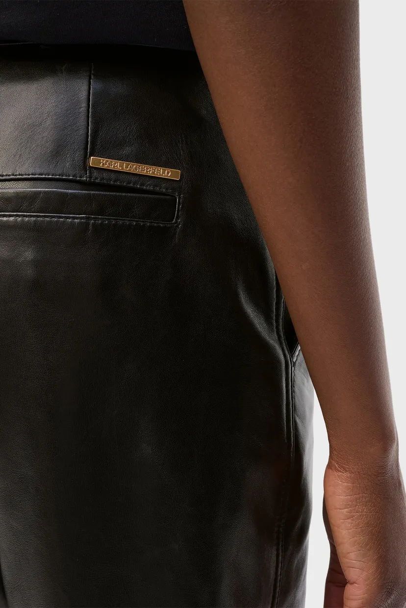 Жіночі чорні шкіряні брюки leather 4