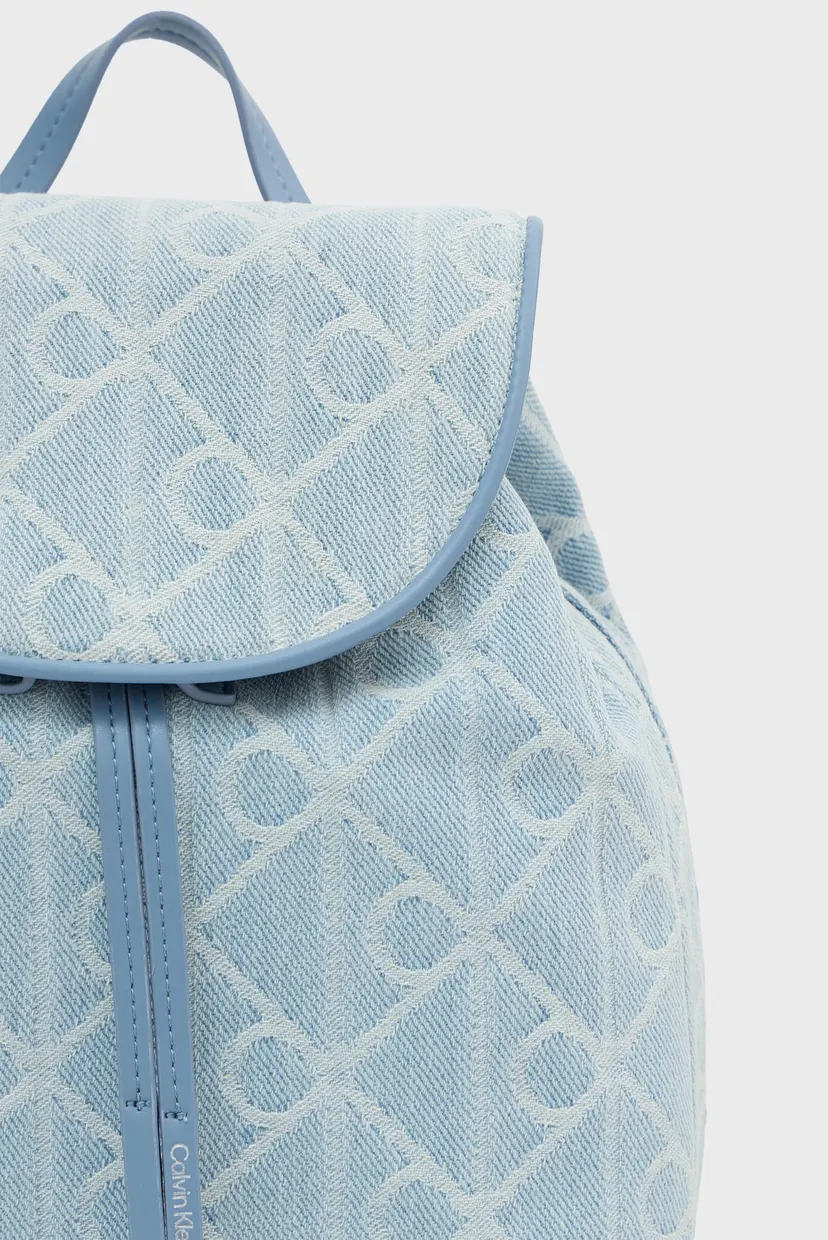 Женский голубой джинсовый рюкзак с узором EMBLEM AOP DENIM BACKPACK 6