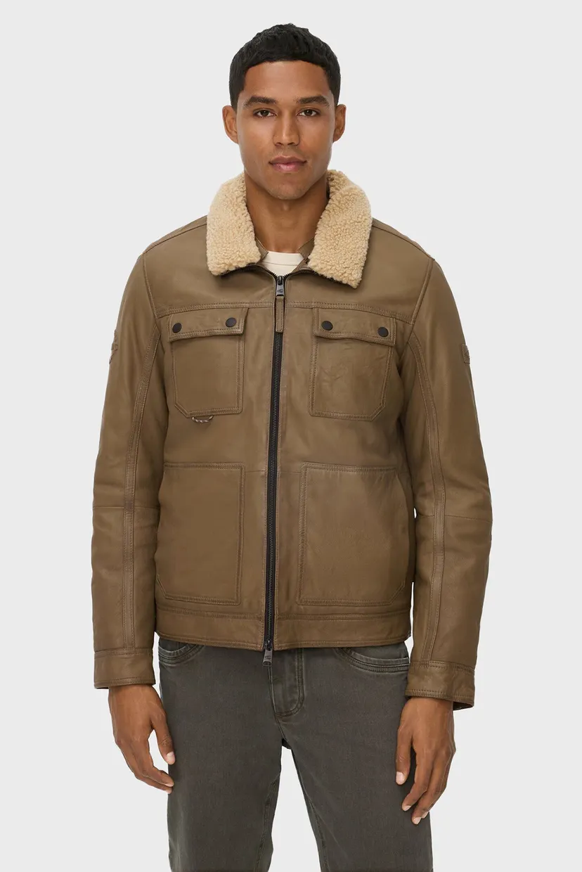 Мужская бежевая кожаная куртка Camel Active 431150-6L35-16 — MD