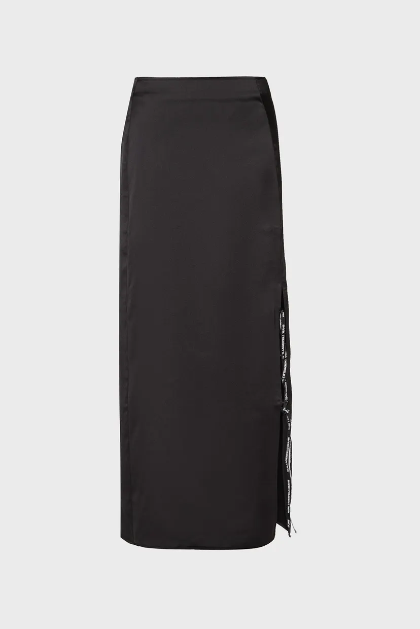 Жіноча чорна спідниця KLJ SATIN MAXI 3