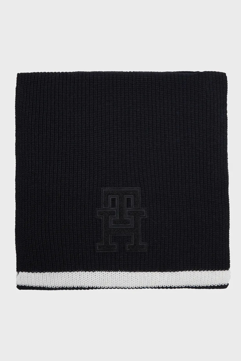 Мужской темно-синий шарф TH MONOGRAM SCARF 4