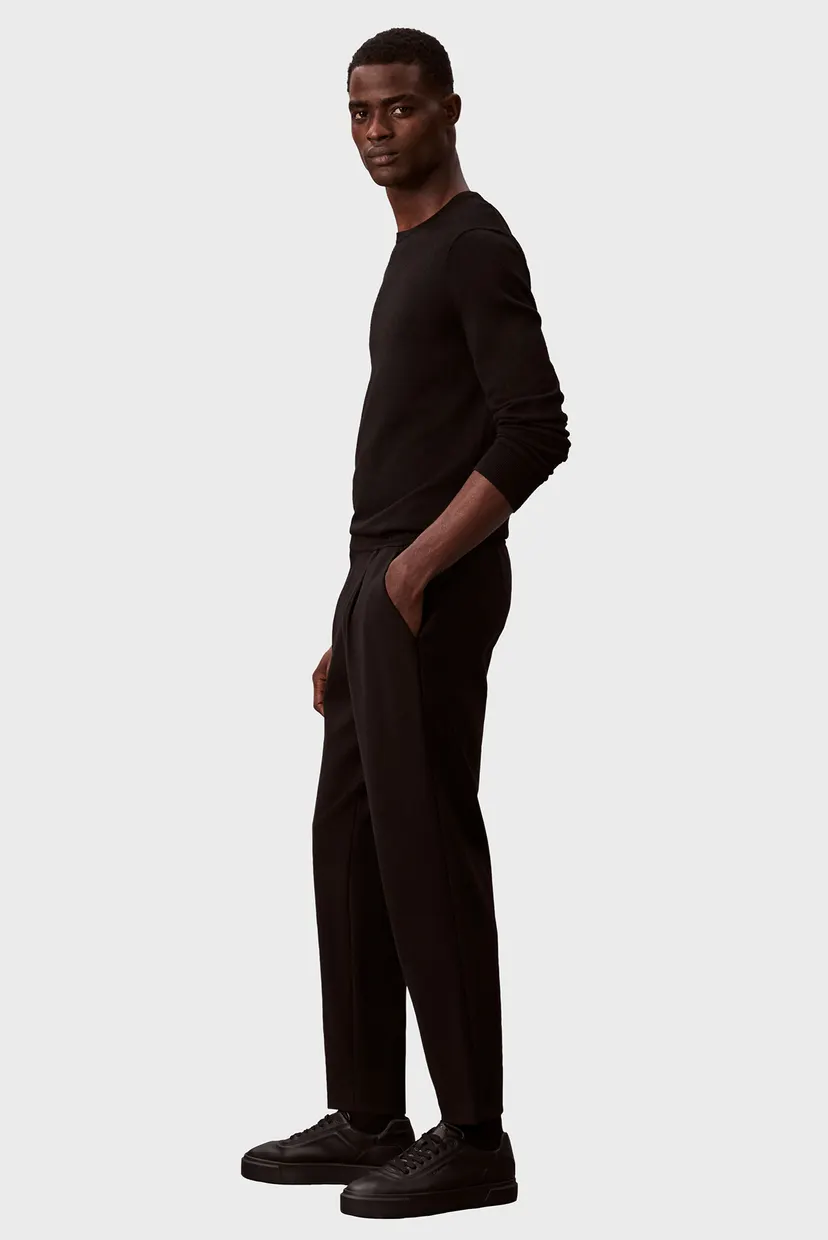 Мужские черные брюки SLIM TAPERED KNIT PLEATED 3