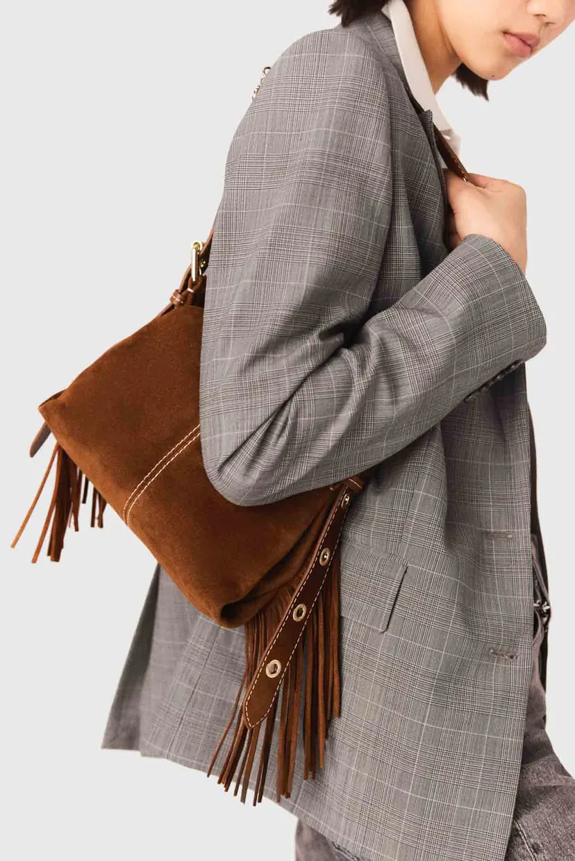 Жіноча руда замшева сумка Miss M MAJE MFASA01340_BROWN — MD-Fashion