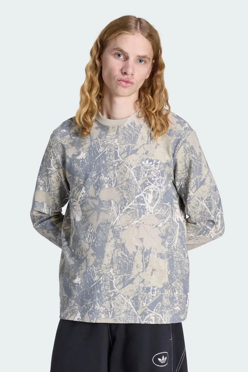 Мужской серый лонгслив с узором ORIGINALS WAFFLE WORKWEAR adidas