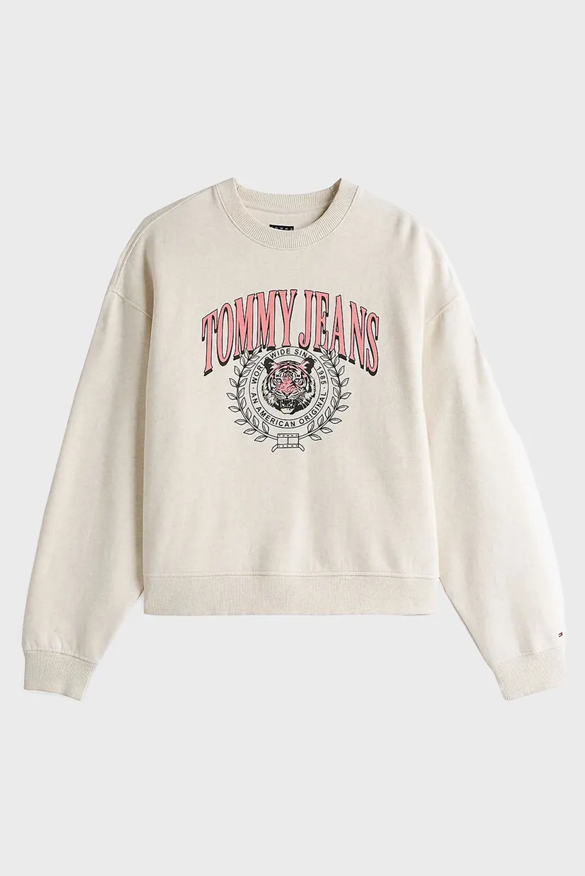 Женский бежевый свитшот TJW BOXY TIGER VARSITY CREW 6