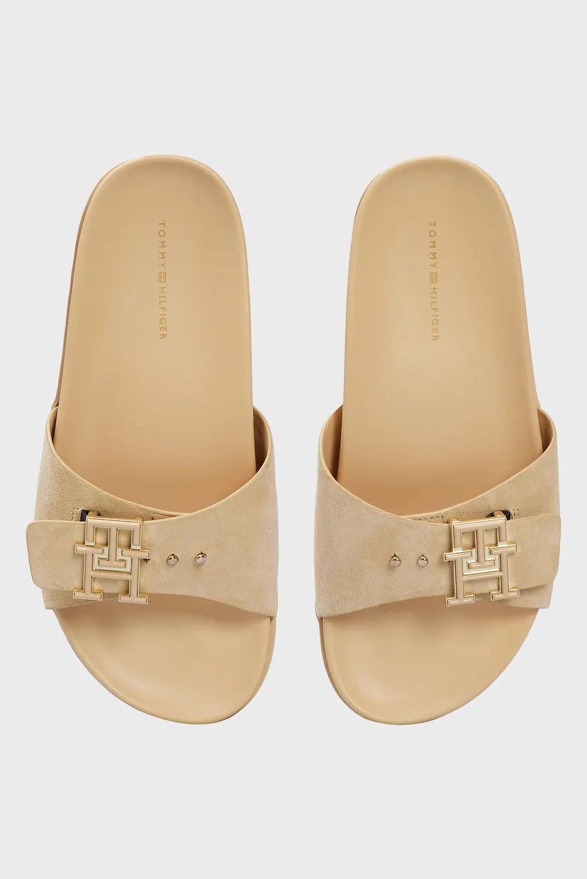 Жіночі бежеві замшеві слайдери TH HARDWARE SUEDE FLAT SANDAL 4