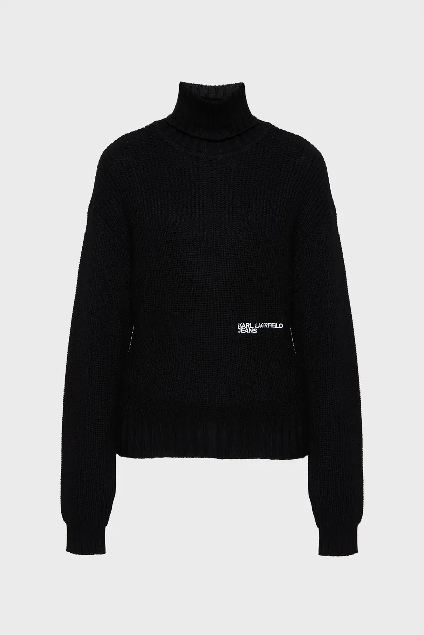 Жіночий чорний вовняний светр oversized rollneck 4
