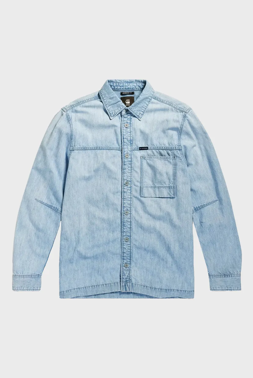 Чоловіча блакитна джинсова сорочка 1-pocket Regular Denim 4
