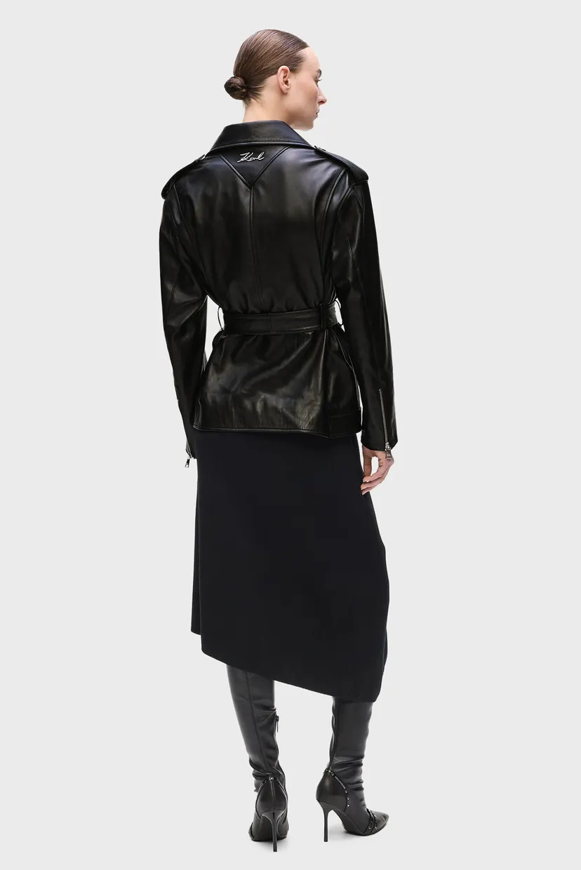 Женская черная кожаная косуха oversized 3