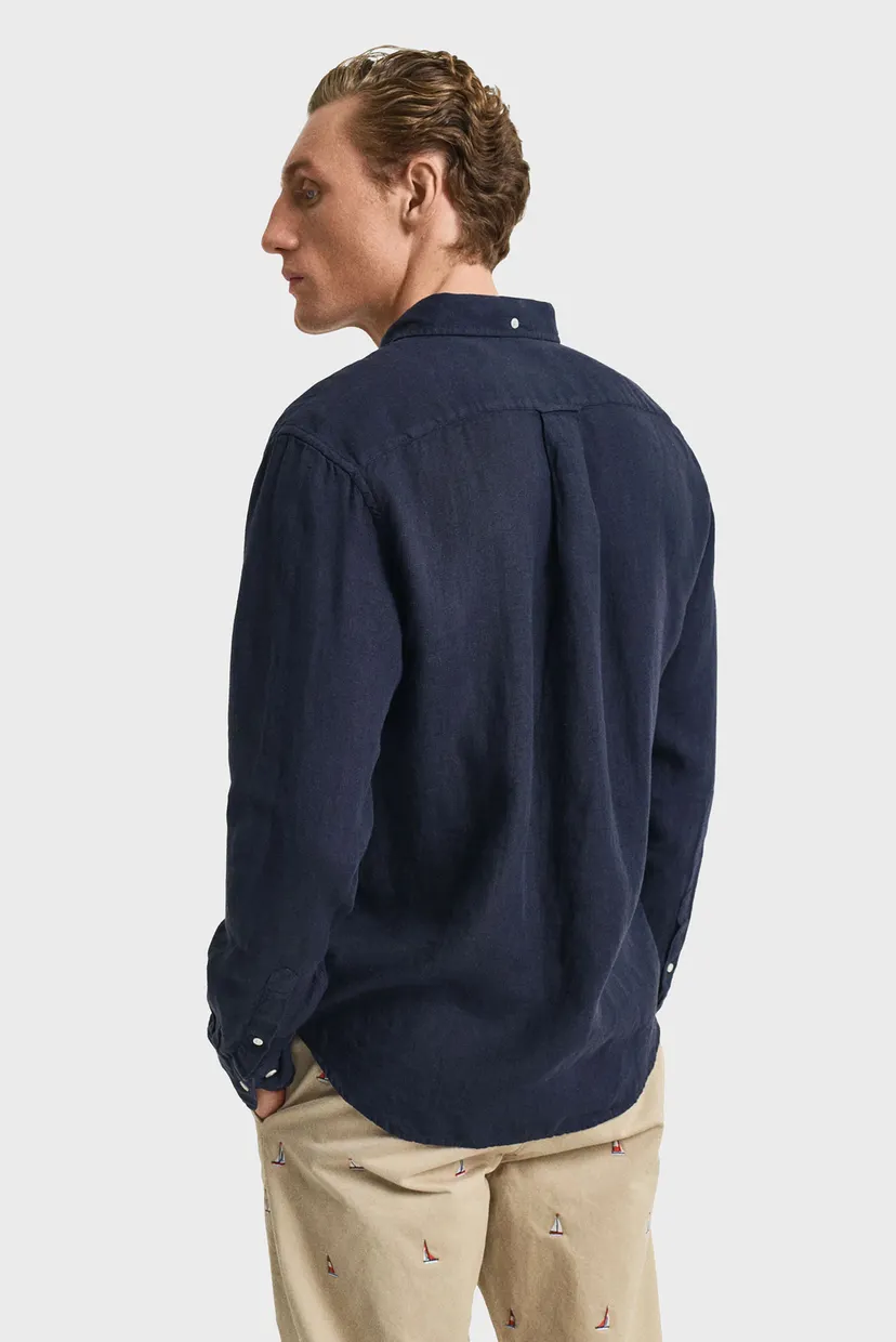 Чоловіча темно-синя лляна сорочка REG GMNT DYED LINEN SHIRT 3
