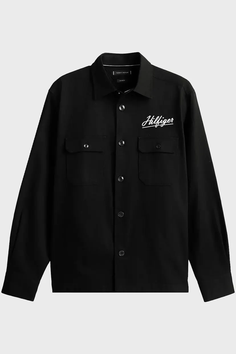 Мужская черная рубашка с узором HERRINGBONE 5