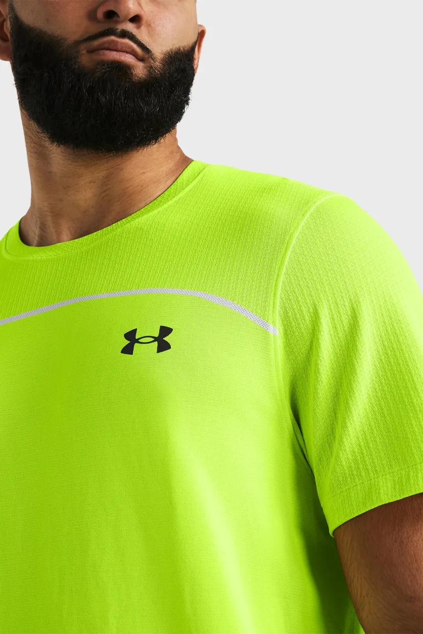 Чоловіча жовта футболка UA Rush Seamless Wordmark SS 4