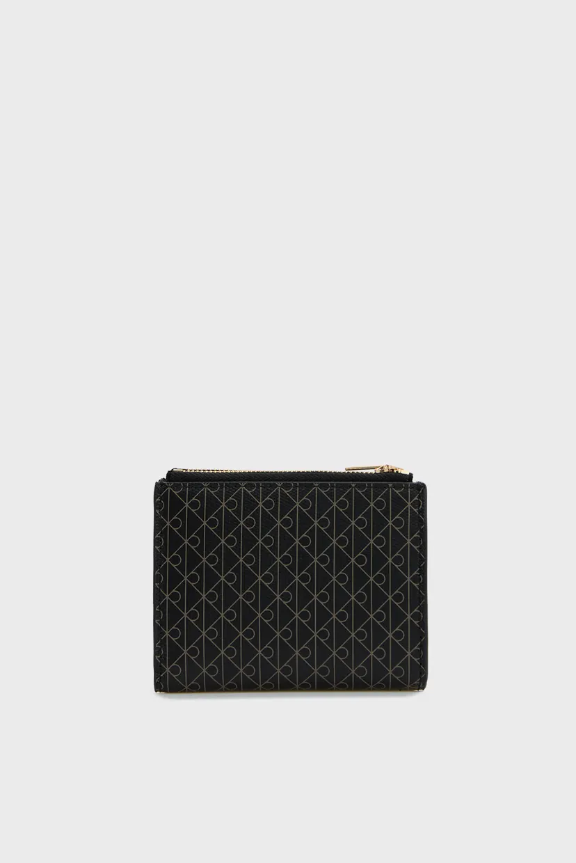 Жіночий чорний гаманець з візерунком EMBLEM AOP DOUBLE ZIP BIFOLD 3