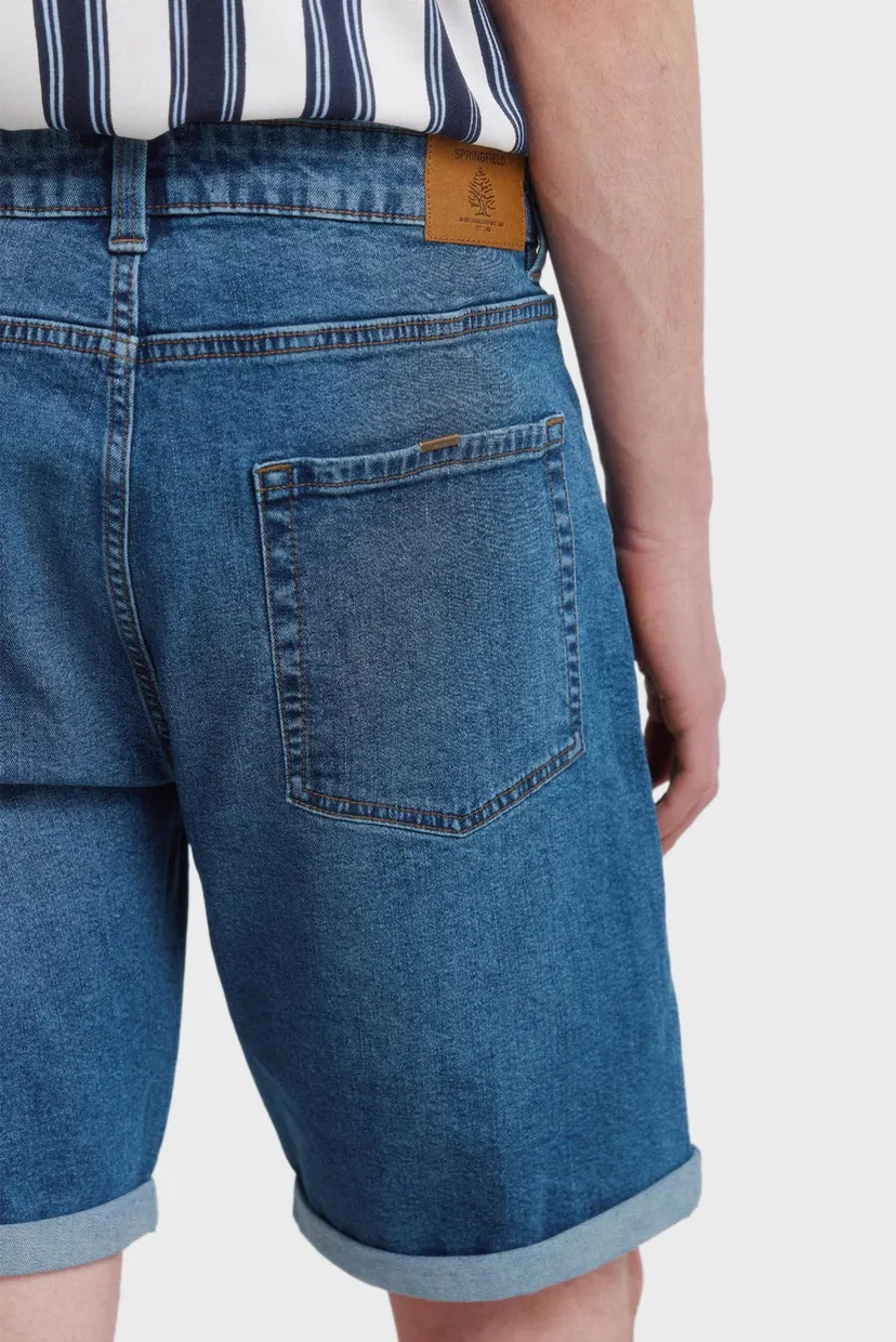 Чоловічі сині джинсові шорти slim fit 5